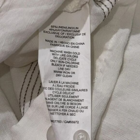 Cubavera Mens White Button-Up Shirt L/G Linen Blend Short Sleeve - Picture 3 of 7